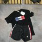 Moncler Men’s black T-Shirt with black side strips Shorts Set