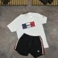 Moncler Men’s white T-Shirt with black side strips Shorts Set