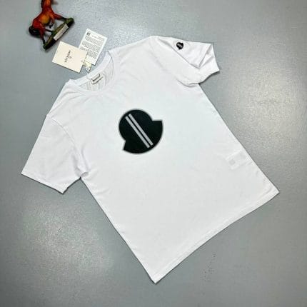 Moncler Men’s T-Shirt – Classic Logo Design in white Color