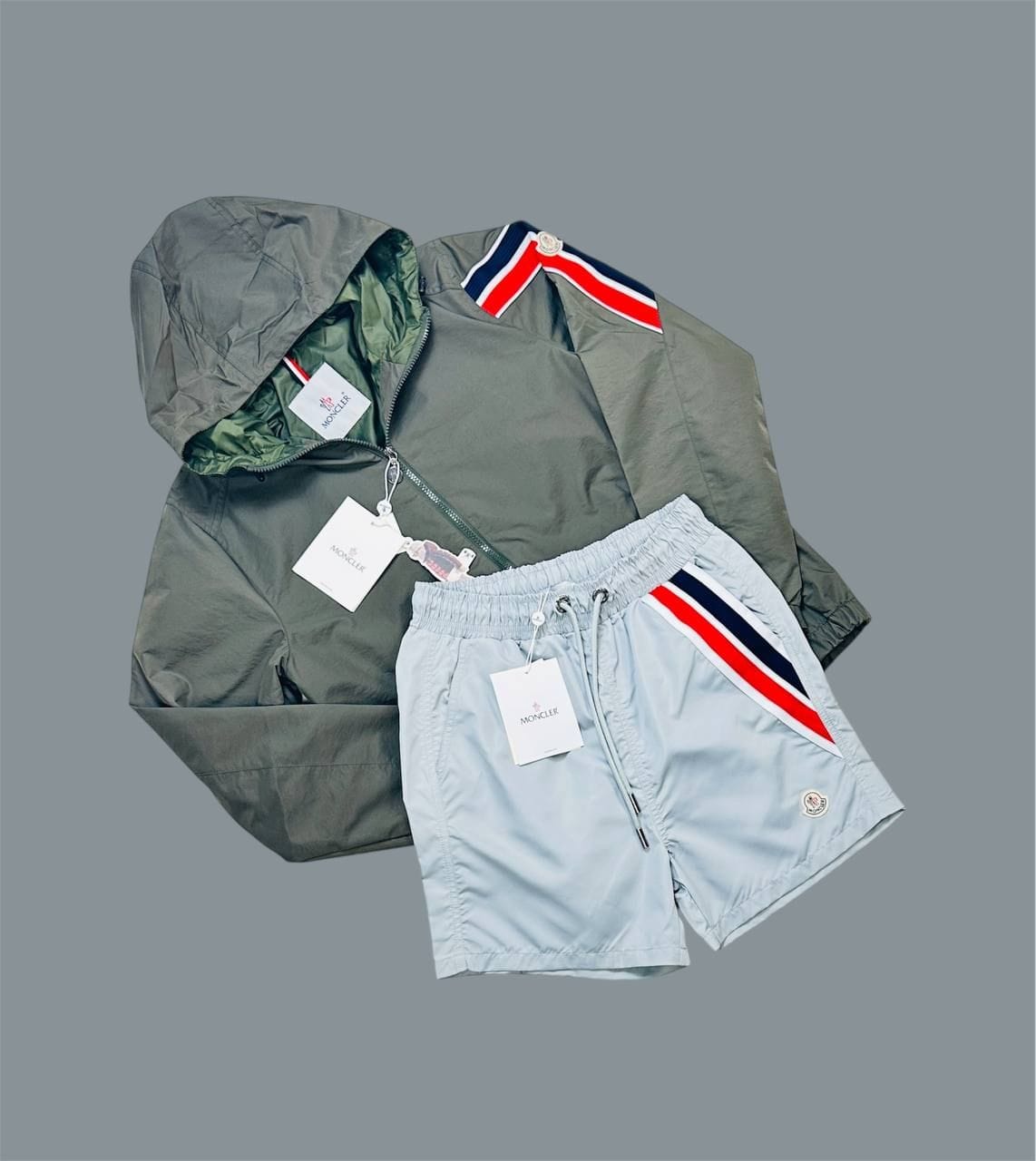 Moncler Men’s Tricolor Jacket & Shorts Set
