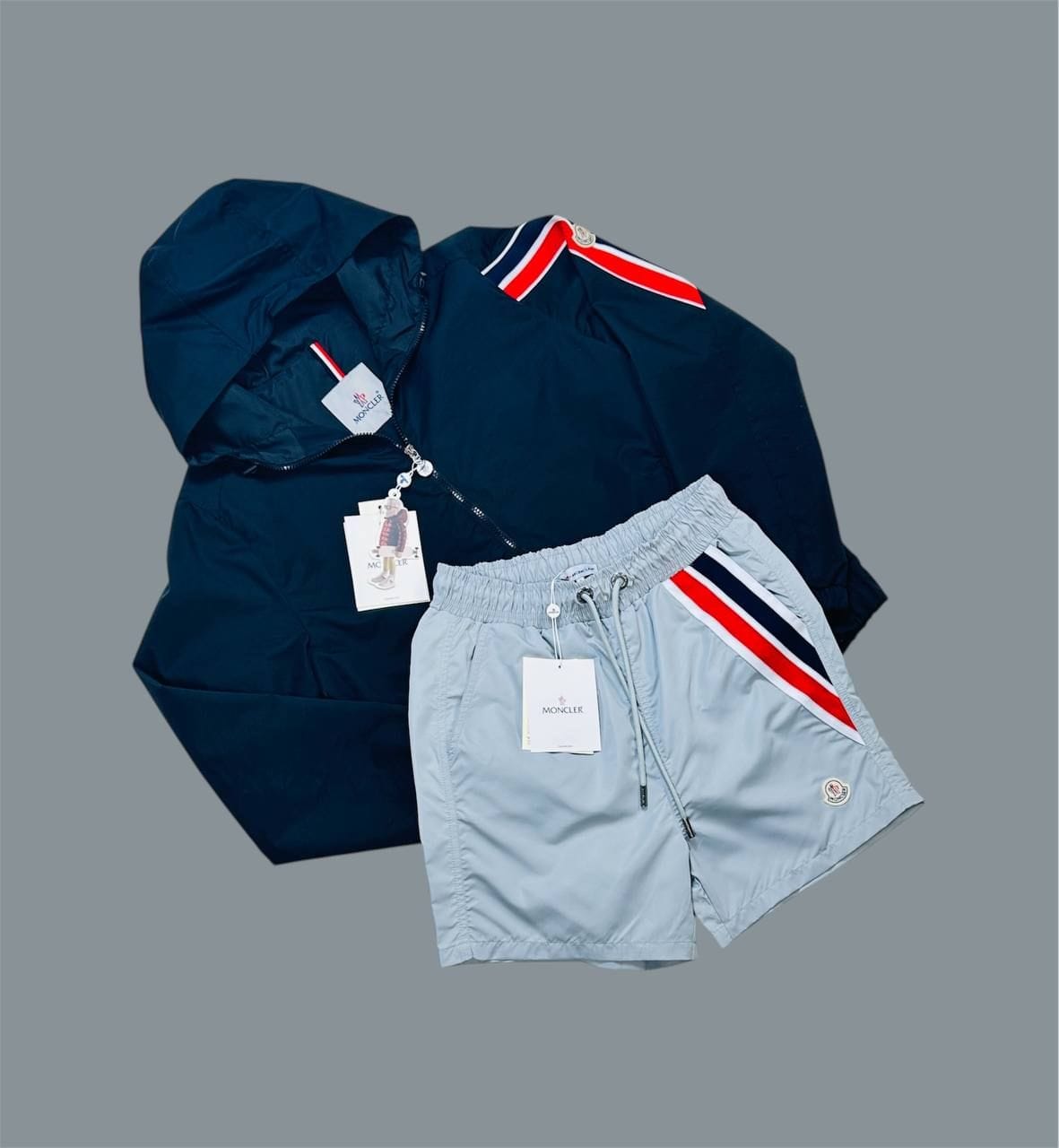 Moncler Men’s Tricolor Jacket & Shorts Set