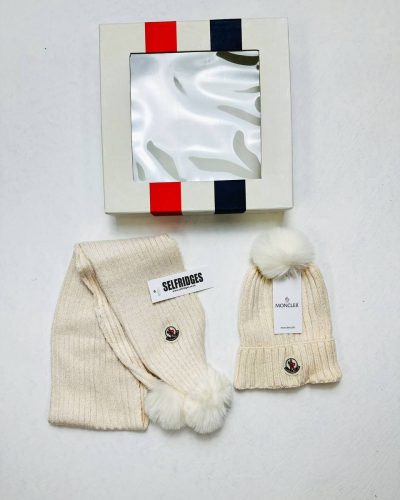 Moncler Ribbed Knit Hat & Scarf Set