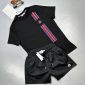Moncler Stripe Logo black T-Shirt & black Shorts Set
