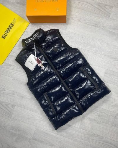 Moncler-Style Sleeveless Bodywarmer – Shiny Finish, Zip Pockets
