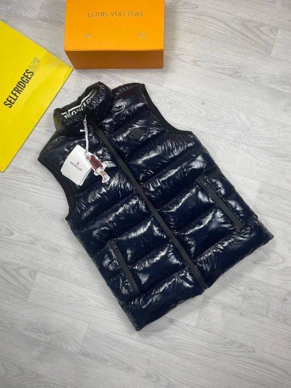 Moncler-Style Sleeveless Bodywarmer – Shiny Finish, Zip Pockets