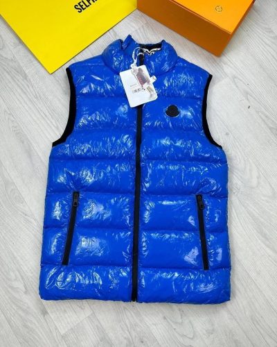 Moncler-Style Sleeveless Bodywarmer – Shiny Finish, Zip Pockets
