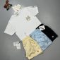 Moncler T-Shirt & Shorts Set – Black, Beige & Turquoise Design 2