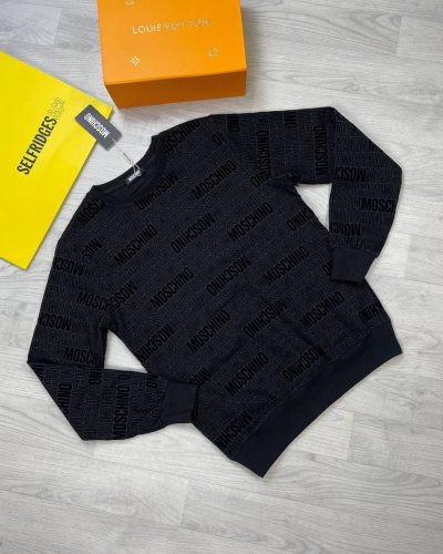 Moschino All Over Logo Jacquard Wool Jumper in black color