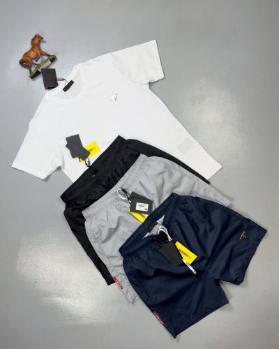 Prada Milano Cotton Logo T-Shirt & Shorts Set for Men