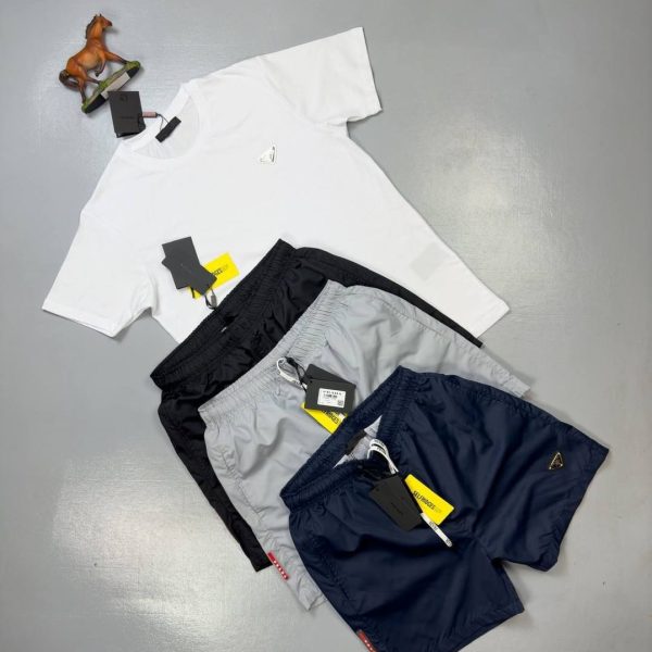 Prada Milano Cotton Logo T-Shirt & Shorts Set for Men