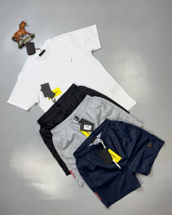 Prada Milano Cotton Logo T-Shirt & Shorts Set for Men