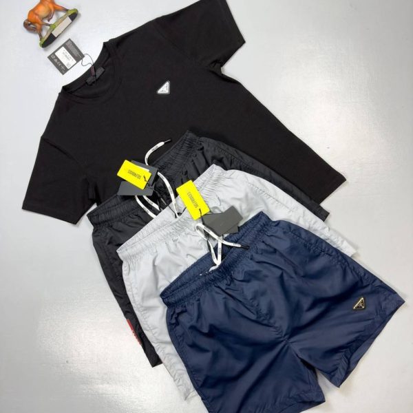 Prada Milano Cotton Logo T-Shirt & Shorts Set for Men
