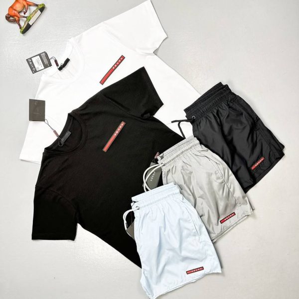 Prada Milano Logo Patch T-Shirt & Cargo Shorts Set