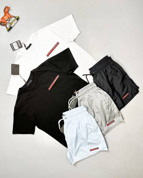 Prada Milano Logo Patch T-Shirt & Cargo Shorts Set