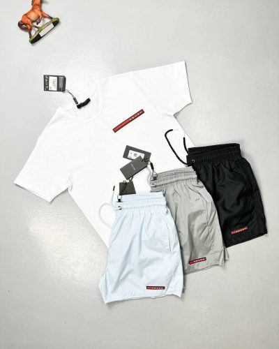 Prada Milano Logo Patch T-Shirt & Cargo Shorts Set