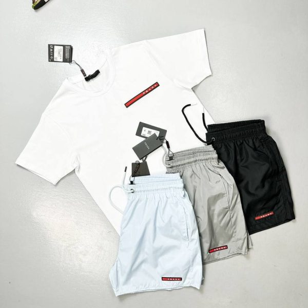 Prada Milano Logo Patch T-Shirt & Cargo Shorts Set