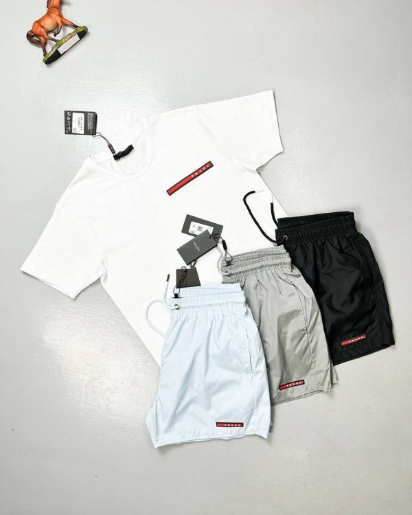 Prada Milano Logo Patch T-Shirt & Cargo Shorts Set