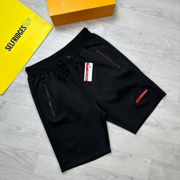 Prada Milano Re-Nylon Cargo Shorts for Men in black color