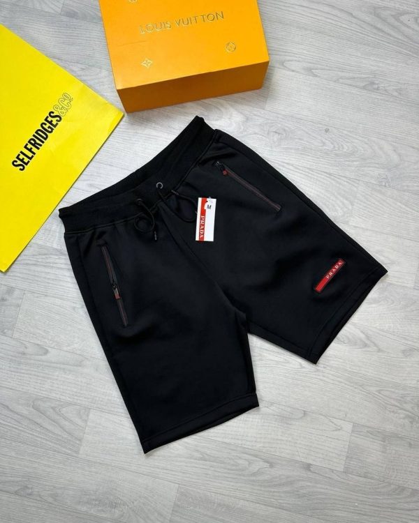Prada Milano Re-Nylon Cargo Shorts for Men in black color