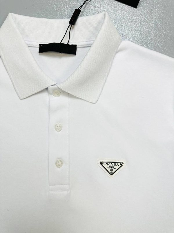 Prada Milano Terry Logo Patch Polo Shirt for Men Prada Milano Terry Logo Patch Polo Shirt for Men