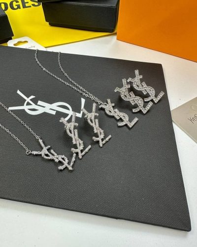 Saint Laurent Cassandre Necklace & Earrings Set
