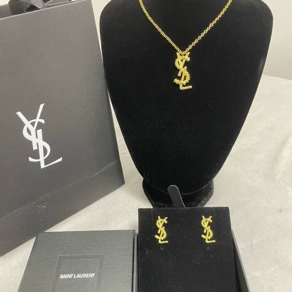Saint Laurent Cassandre Pendant & Earrings Set