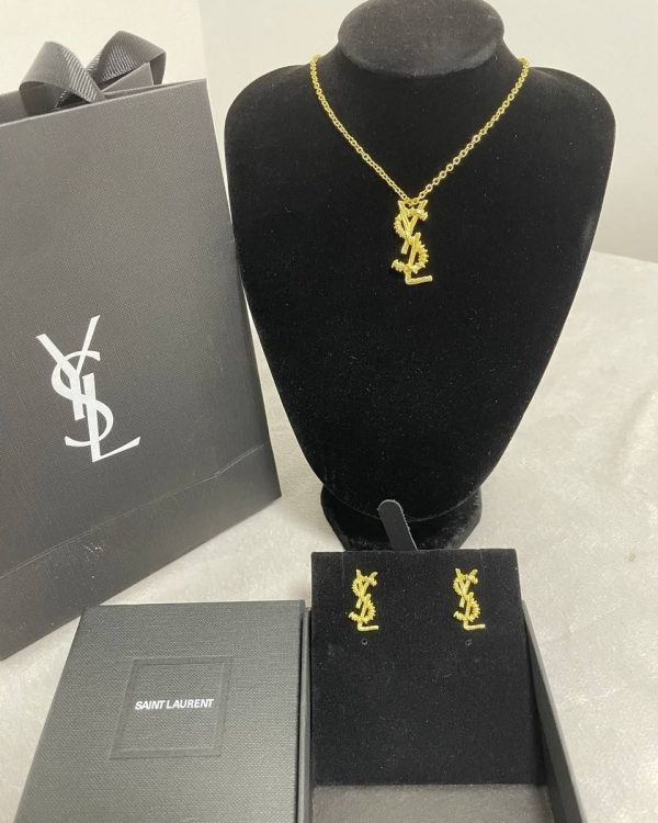 Saint Laurent Cassandre Pendant & Earrings Set