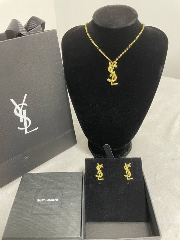 Saint Laurent Cassandre Pendant & Earrings Set