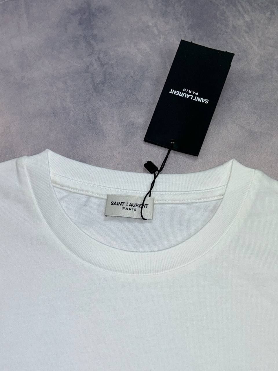 YSL Saint Laurent Rive Gauche T-Shirt for Men – Black, Grey & White - Image 4