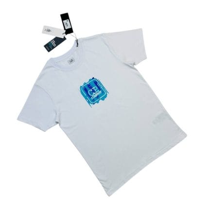 Side view of C.P. Company logo cotton T-shirt for men