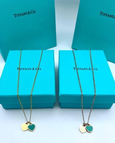 Tiffany & Co Mini Double Heart Necklace – Gold & Rose Gold