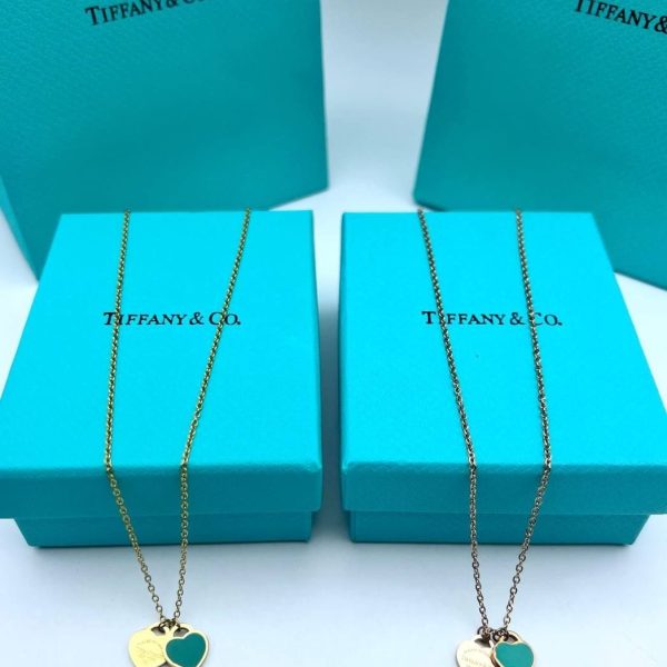 Tiffany & Co Mini Double Heart Necklace – Gold & Rose Gold