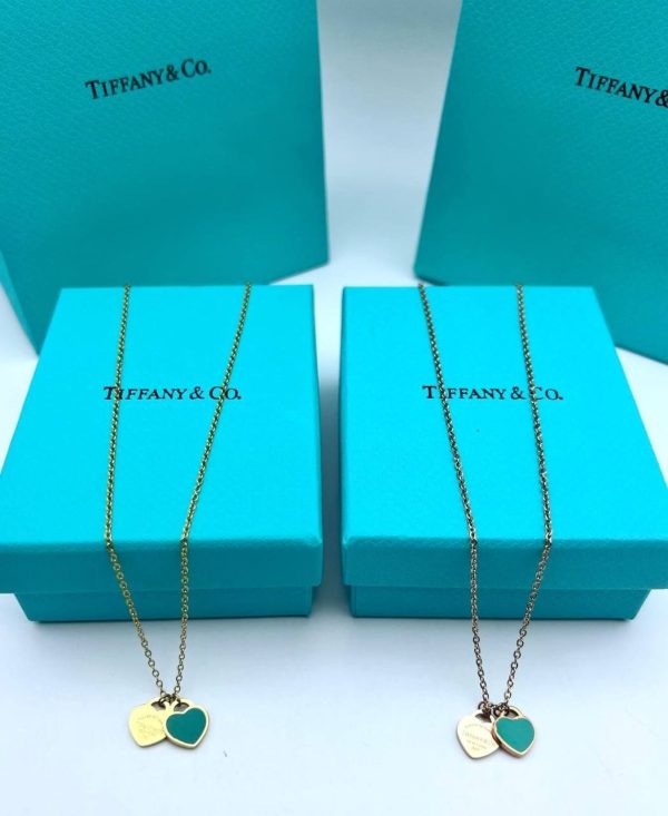 Tiffany & Co Mini Double Heart Necklace – Gold & Rose Gold