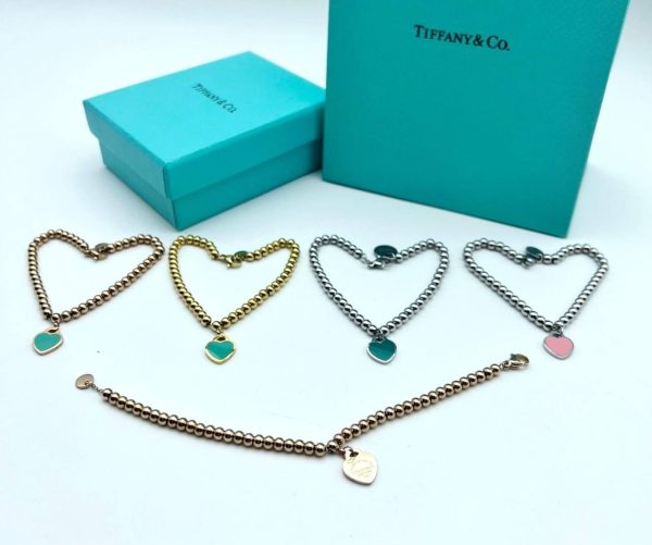 Tiffany & Co. Blue Heart Tag Bead Necklace