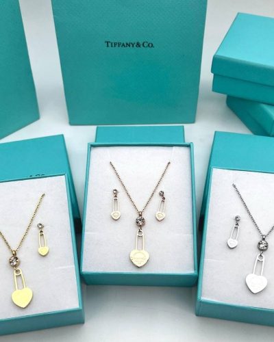 Tiffany & Co. Heart Lock Necklace & Earrings Set
