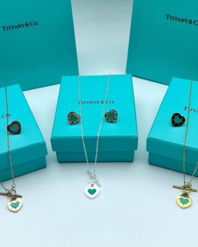 Tiffany & Co. Mini Keyhole Heart Lock Necklace & Earrings