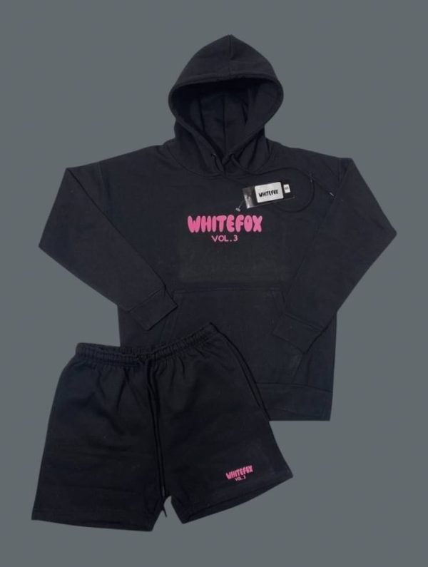 White Fox Hoodie & Shorts Set for Women – in black color White Fox Hoodie & Shorts Set for Women – in black color