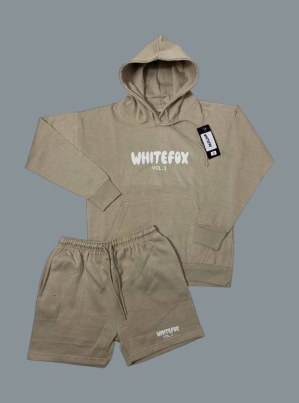 White Fox Hoodie & Shorts Set for Women – in brown color White Fox Hoodie & Shorts Set for Women – in brown color