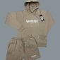 White Fox Hoodie & Shorts Set for Women – in brown color