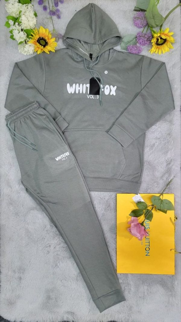 White Fox Logo Hoodie Tracksuit Set for Women – in dark grey Color White Fox Logo Hoodie Tracksuit Set for Women – in dark grey Color