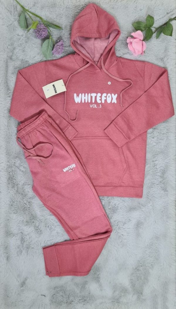 White Fox Two-Piece Hoodie Tracksuit – Graphic Print in pink color White Fox Two-Piece Hoodie Tracksuit – Graphic Print in pink color