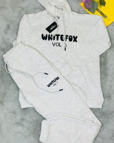 White Fox Women’s Hoodie Tracksuit Set – in white color
