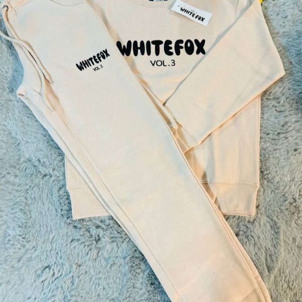 White Fox Women’s Logo Tracksuit – Crew Neck Design in off white color