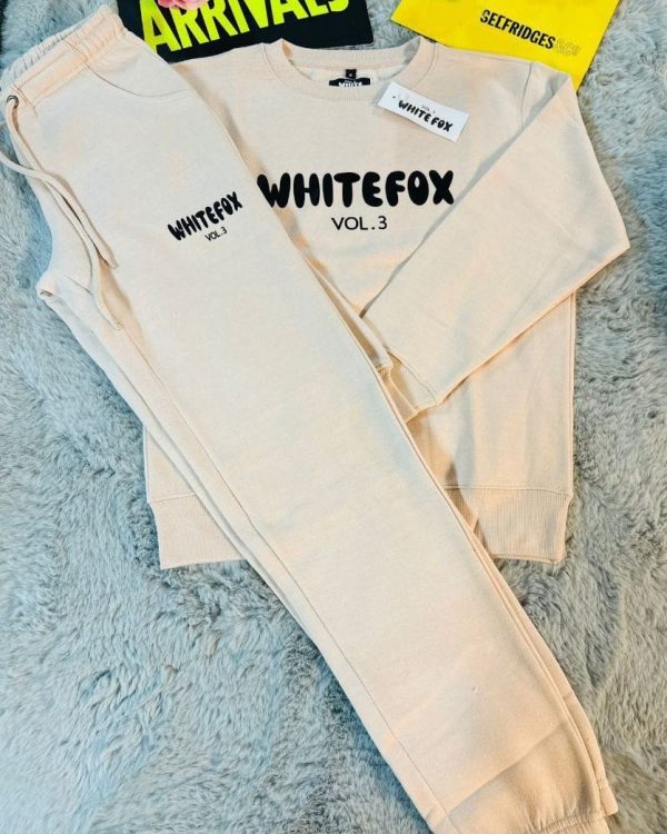 White Fox Women’s Logo Tracksuit – Crew Neck Design in off white color
