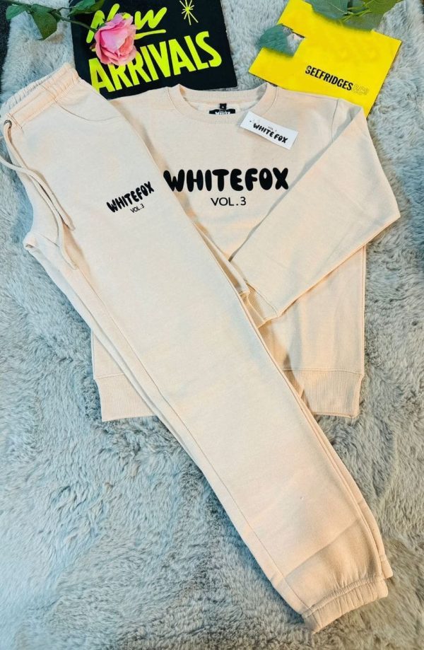 White Fox Women’s Logo Tracksuit – Crew Neck Design in off white color