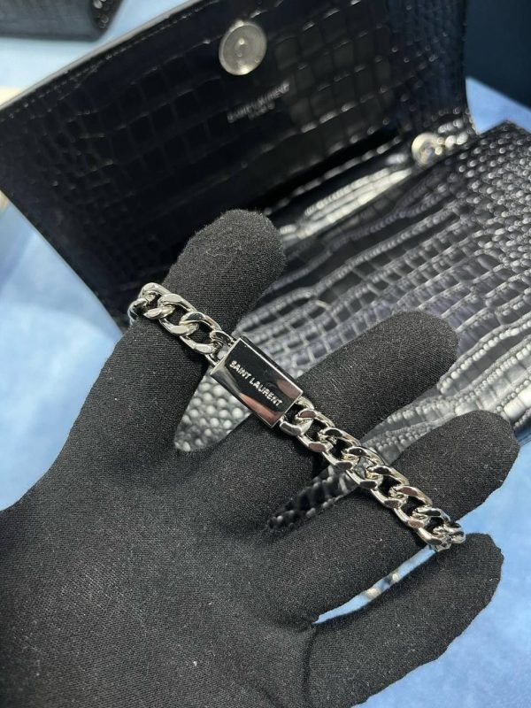 YSL Black Croc-Embossed Leather Shoulder Bag 3 YSL Black Croc-Embossed Leather Shoulder Bag 3