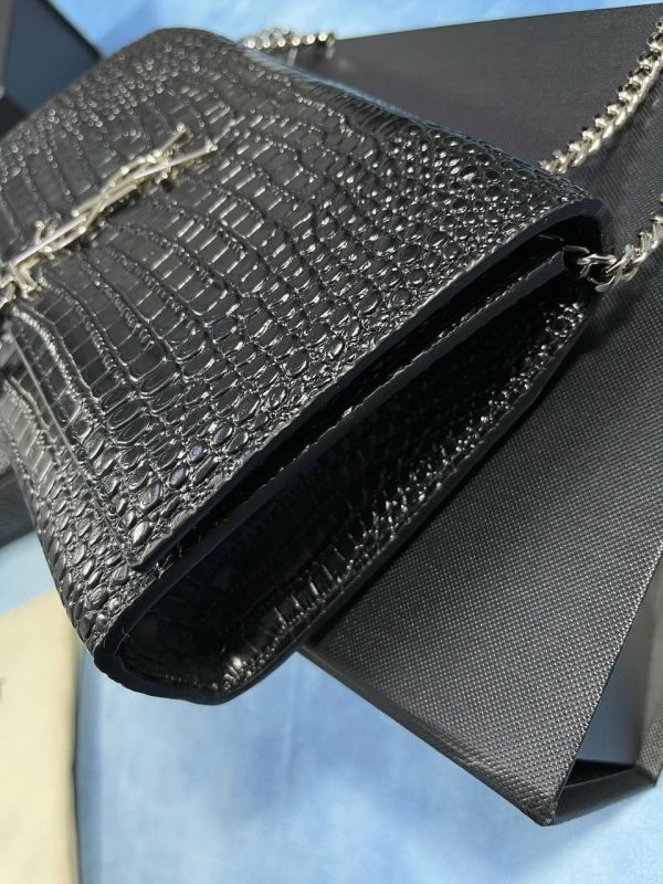 YSL Black Croc-Embossed Leather Shoulder Bag 5 YSL Black Croc-Embossed Leather Shoulder Bag 5
