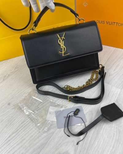 YSL Sunset Medium Black Crossbody Bag
