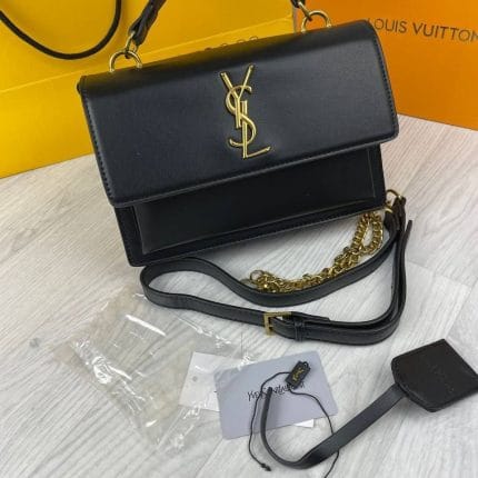 YSL Sunset Medium Black Crossbody Bag