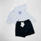 Moncler Logo Print Crew Neck T-Shirt & Shorts Set white t-shirt with black short
